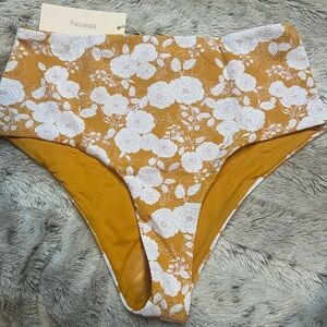 Eberjey Floral Bikini Bottom - Mustard and White